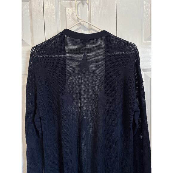 Talbots Plus Navy Blue Cotton Loose Knit Star Accent Open Front Cardigan Size X - Picture 5 of 7